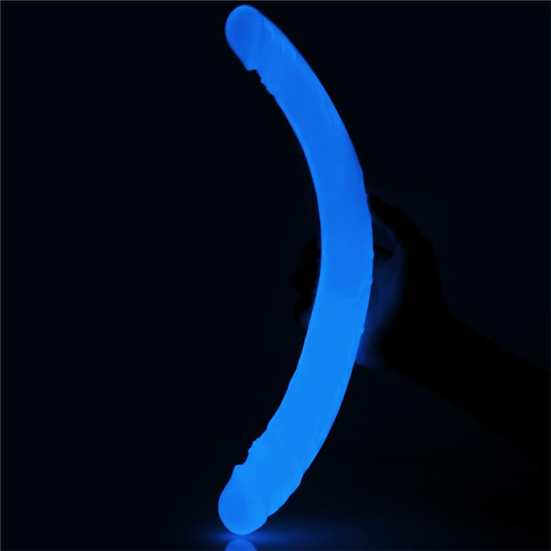 Lumino Dildo Doble 37 cm Luz Azul