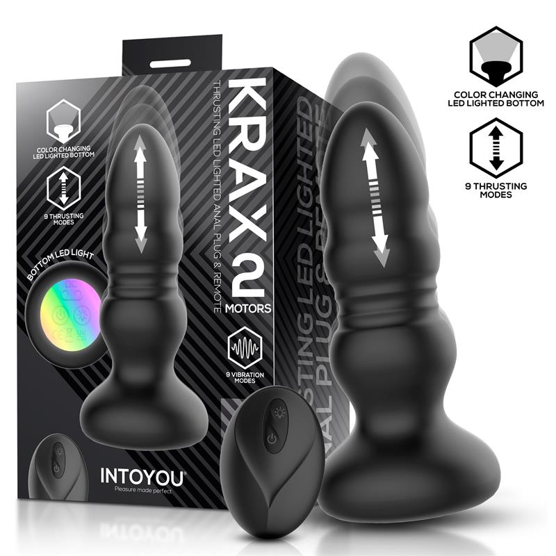 Krax Plug Anal con Vibración,Luz Led y Control Remoto
