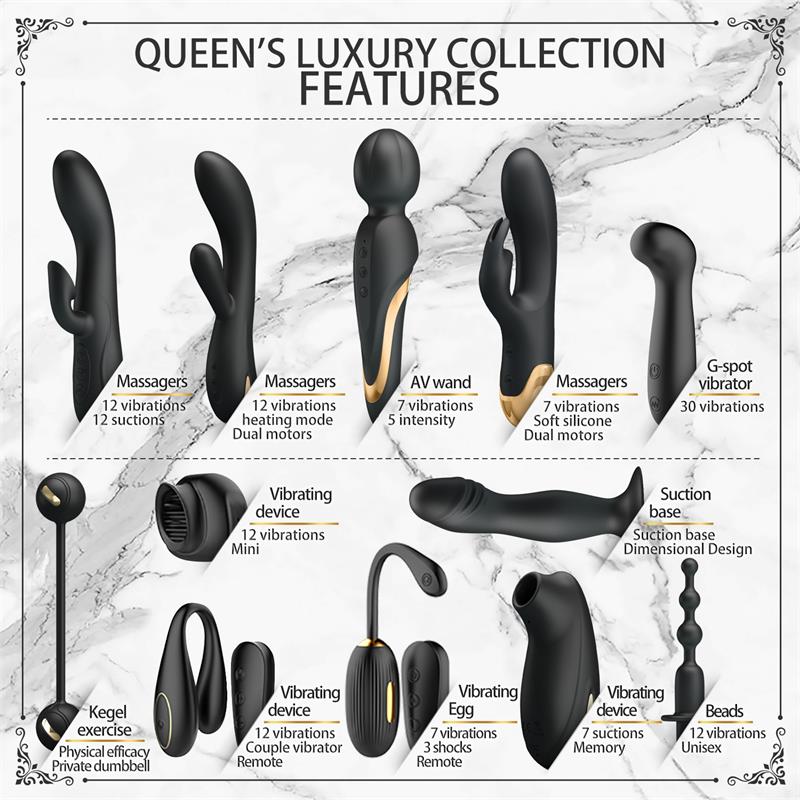 Reinas Luxury Set 12 Juguetes Negro y Oro 18k