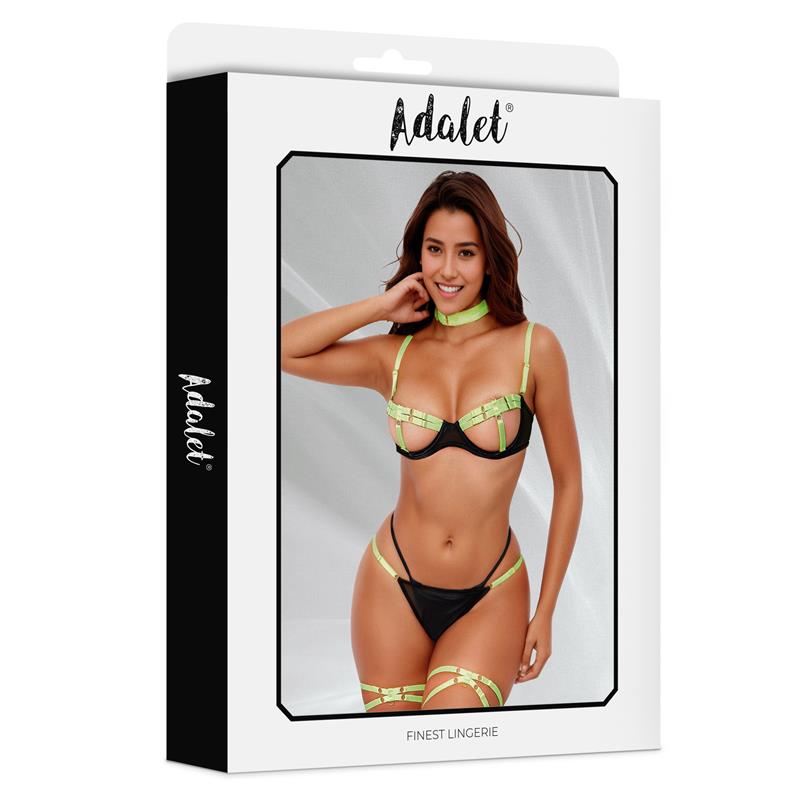 Set Maya con Sujetador, Tanga, Ligas y Choker