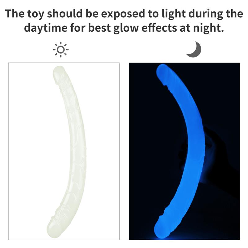 Lumino Dildo Doble 37 cm Luz Azul