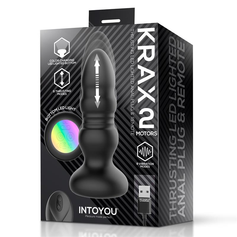 Krax Plug Anal con Vibración,Luz Led y Control Remoto